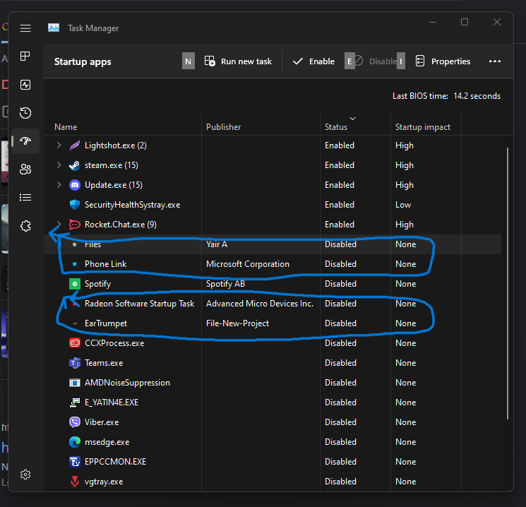 Disable startup programs to speed up Windows 11