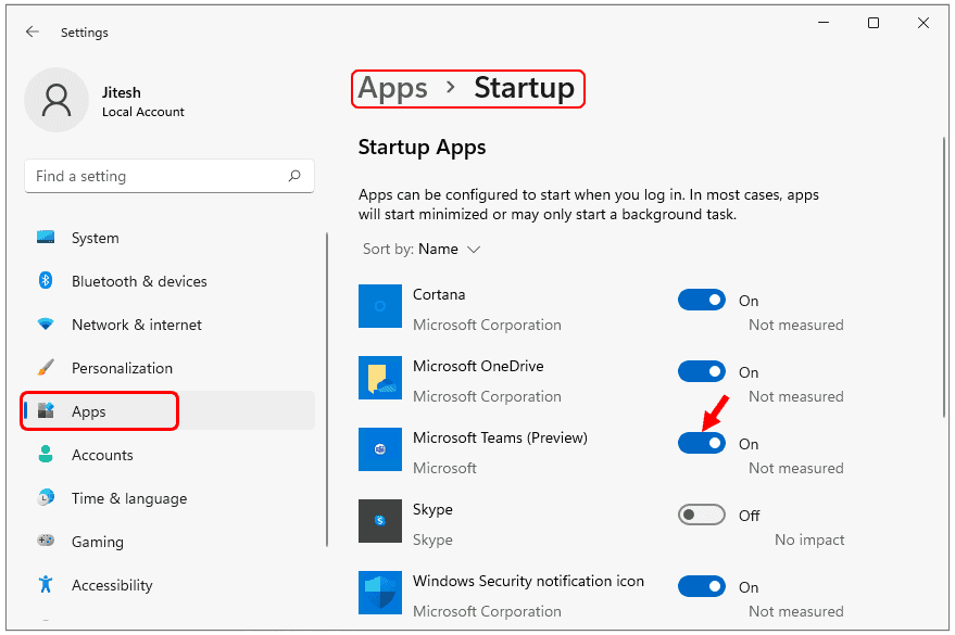 Disable startup programs to speed up Windows 11