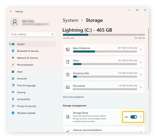 Clean temporary files to improve Windows 11 performance