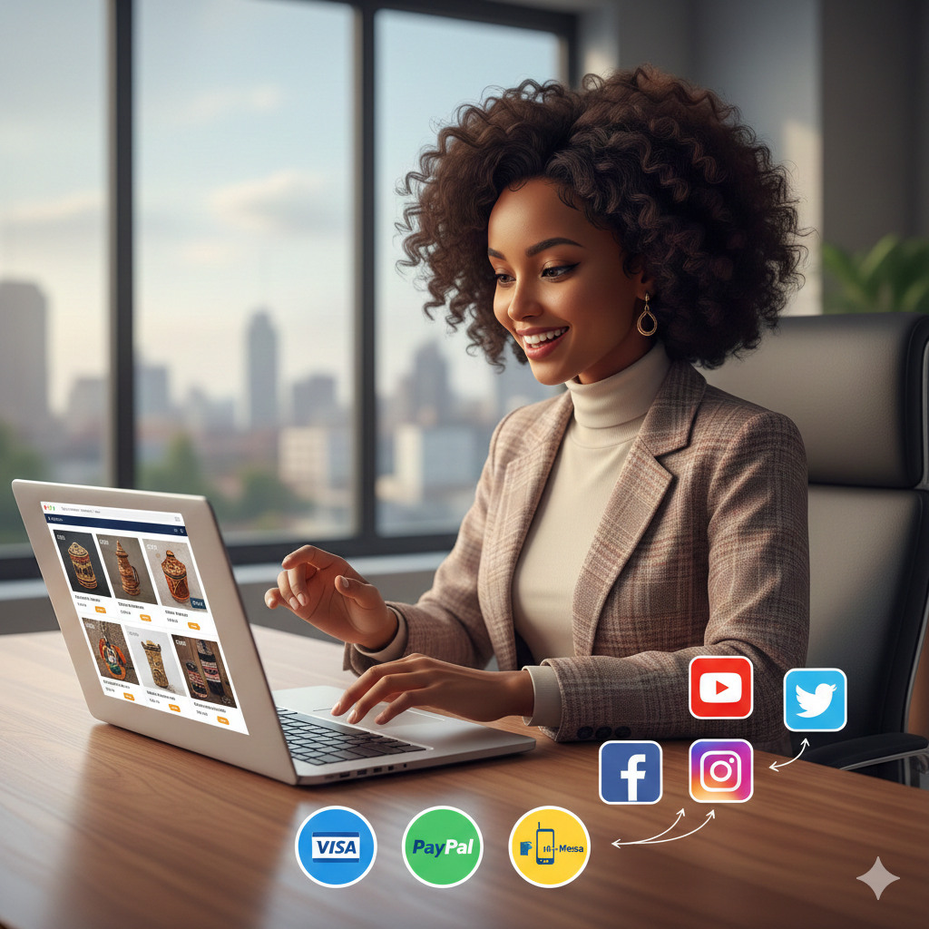 “Ethiopian entrepreneur starting an online store with proper tools and payment setup