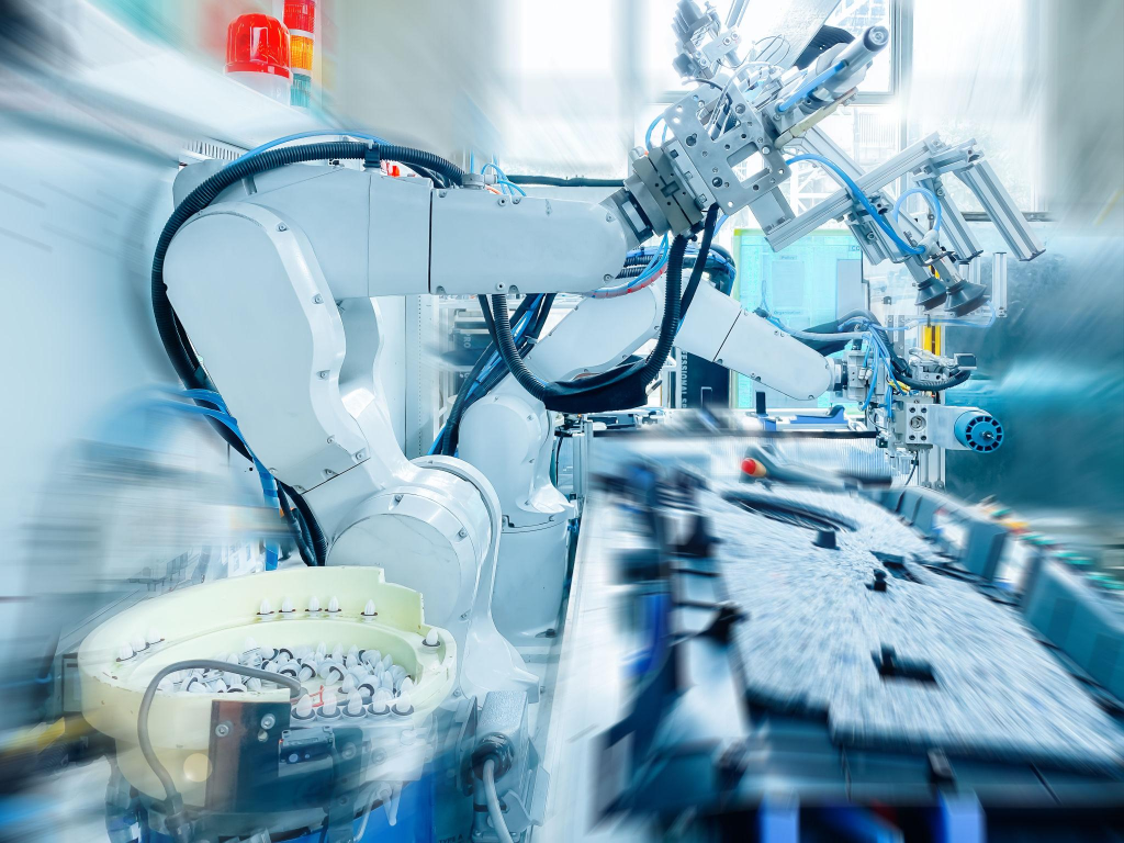 Automated Robot Process. Smart factory industry concept