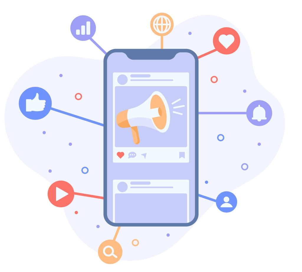 Digital marketing and mobile marketing concept. Social media Marketing strategy and business promotion