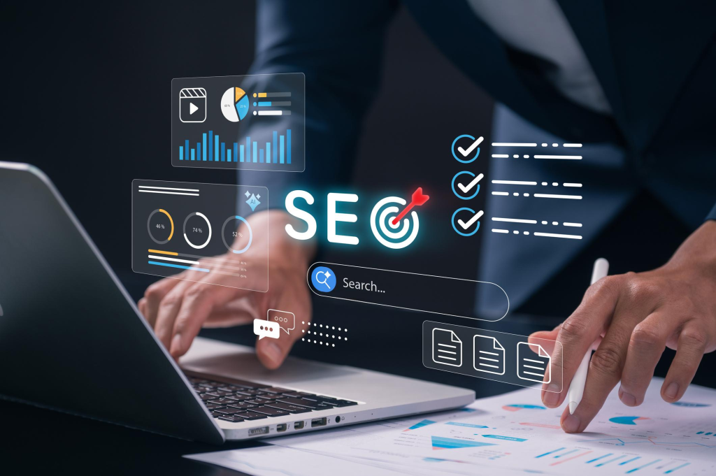 Digital marketing strategy with SEO search optimization,