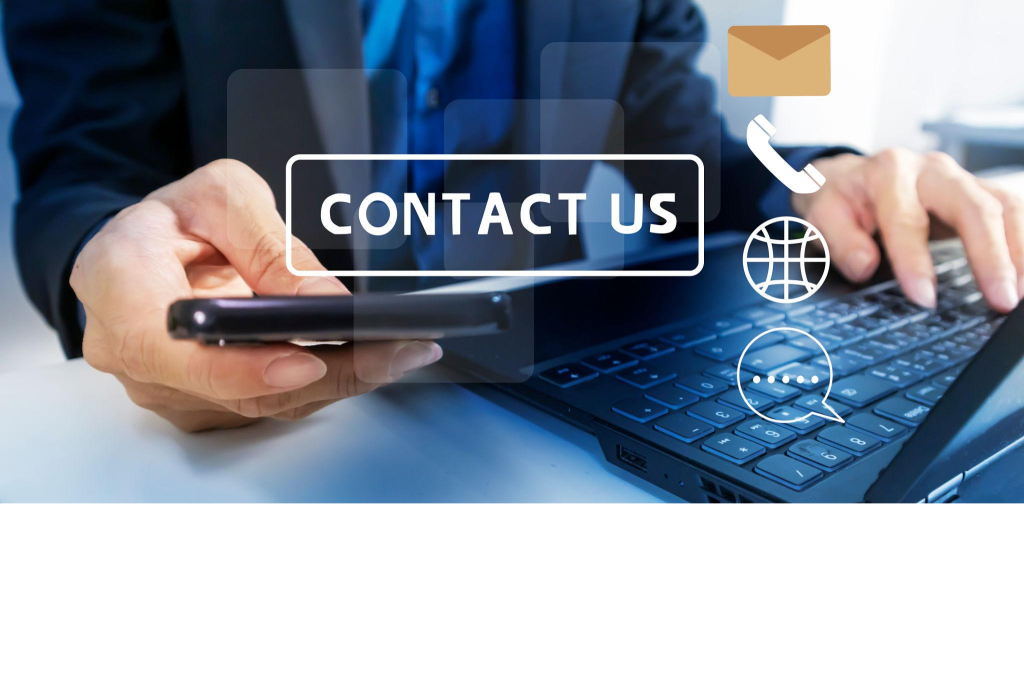 Business concept: Provide business contact information via email, phone, website and text message for easy business contact.