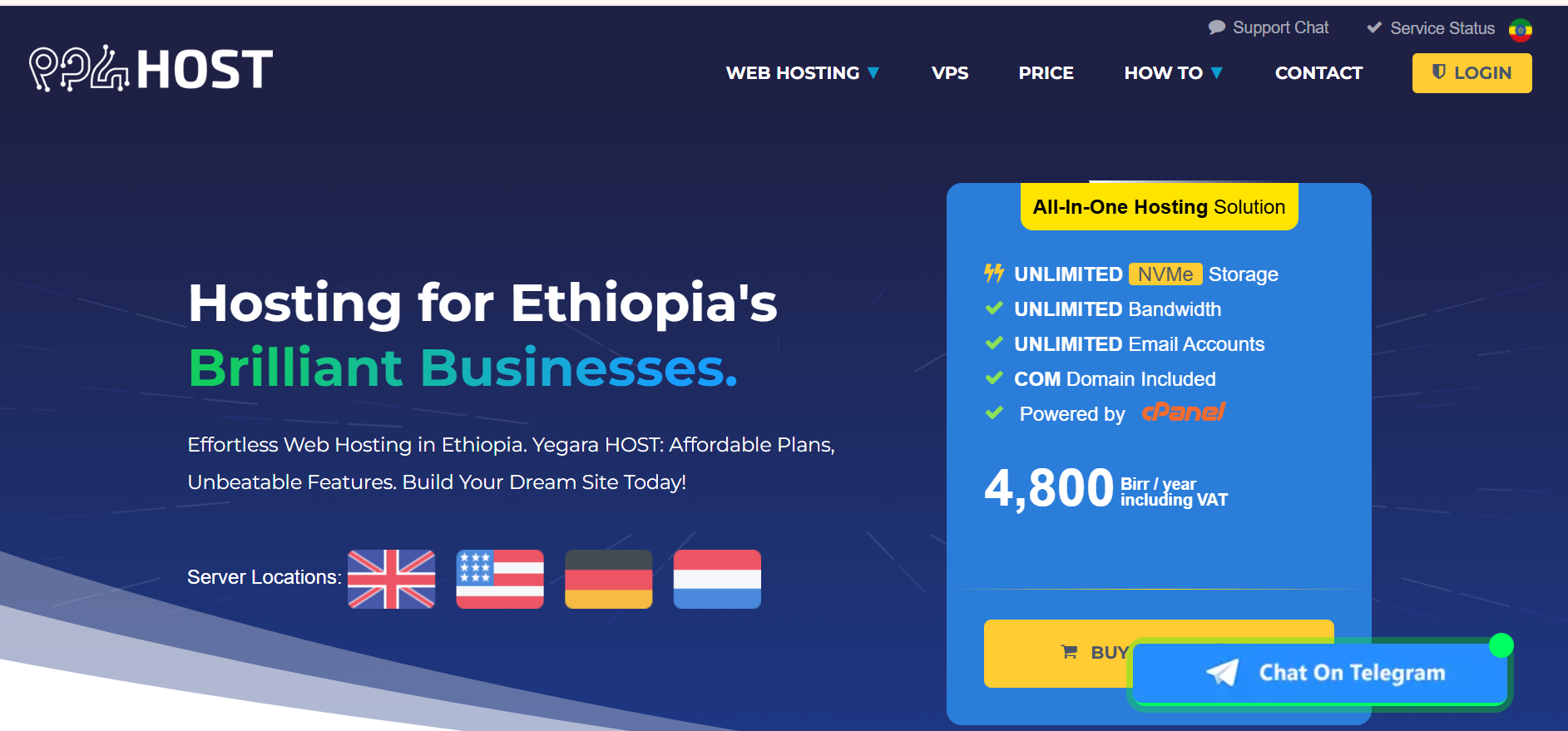 best web hosting services in Ethiopia